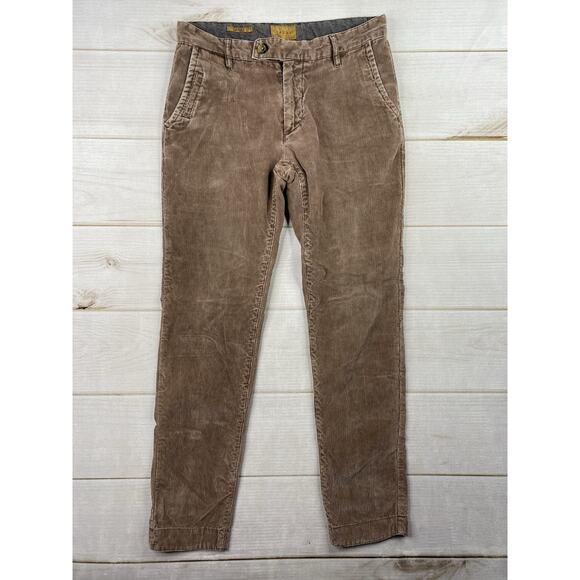 Jachs Corduroy Pants Mens 30x31 Brown Ares Slim Straight Fit Tapered Distressed - Picture 1 of 12
